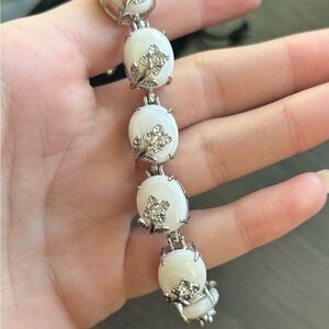 White Jade Cabochon Bracelet
